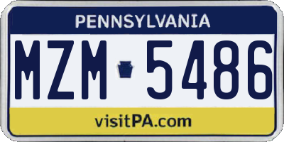 PA license plate MZM5486