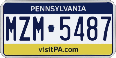 PA license plate MZM5487