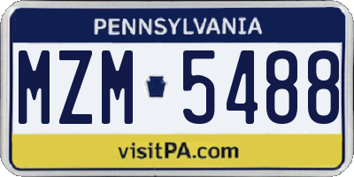 PA license plate MZM5488