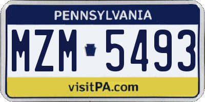 PA license plate MZM5493