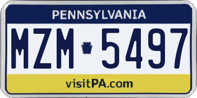 PA license plate MZM5497