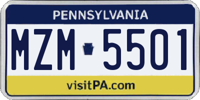 PA license plate MZM5501