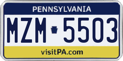 PA license plate MZM5503