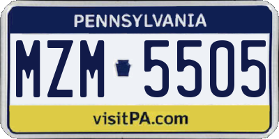 PA license plate MZM5505