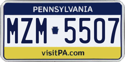 PA license plate MZM5507