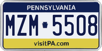 PA license plate MZM5508