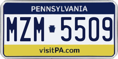 PA license plate MZM5509