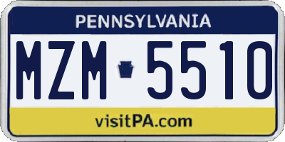 PA license plate MZM5510