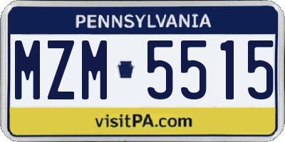 PA license plate MZM5515