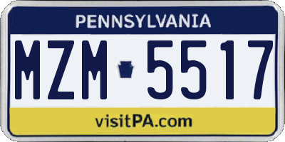PA license plate MZM5517