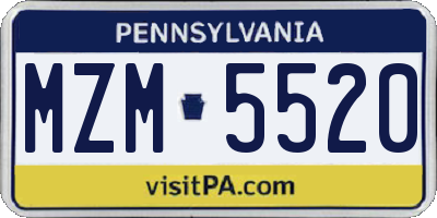 PA license plate MZM5520