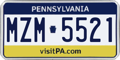 PA license plate MZM5521