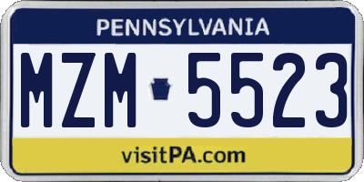 PA license plate MZM5523