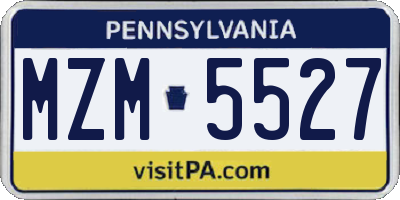 PA license plate MZM5527