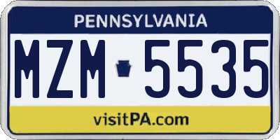 PA license plate MZM5535