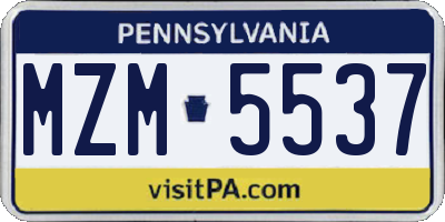 PA license plate MZM5537