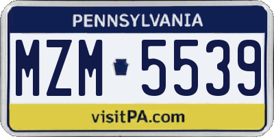 PA license plate MZM5539