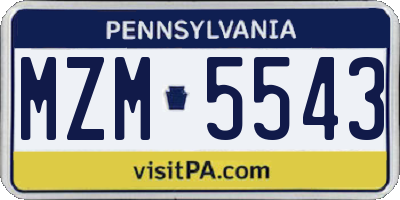 PA license plate MZM5543