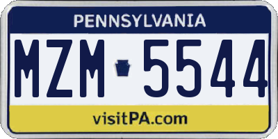 PA license plate MZM5544
