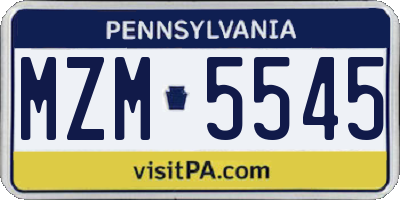 PA license plate MZM5545
