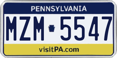 PA license plate MZM5547