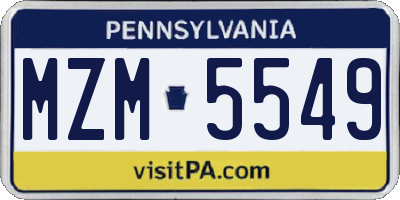 PA license plate MZM5549