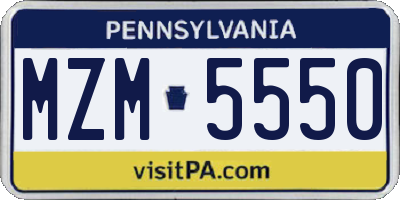 PA license plate MZM5550