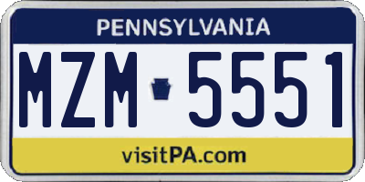 PA license plate MZM5551