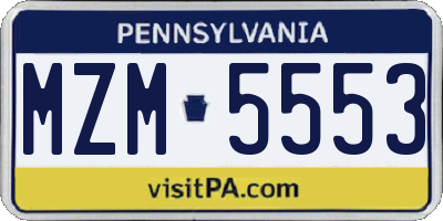 PA license plate MZM5553