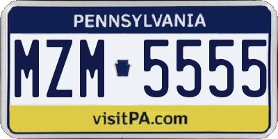 PA license plate MZM5555