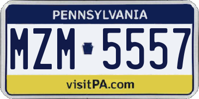 PA license plate MZM5557