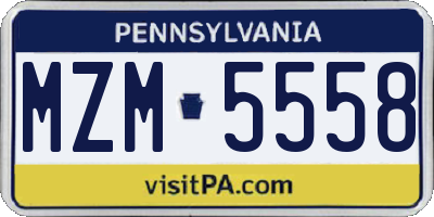 PA license plate MZM5558