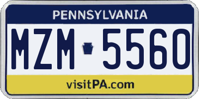 PA license plate MZM5560