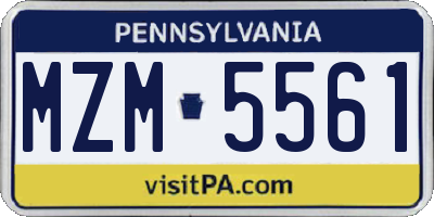 PA license plate MZM5561