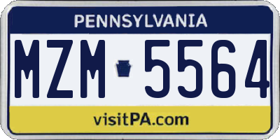 PA license plate MZM5564