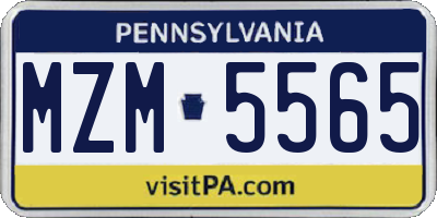 PA license plate MZM5565