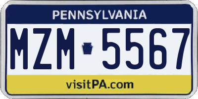 PA license plate MZM5567