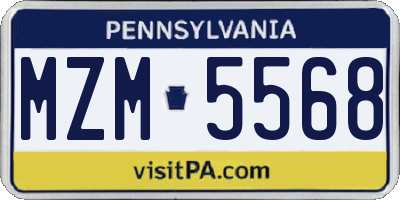 PA license plate MZM5568
