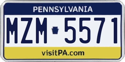 PA license plate MZM5571