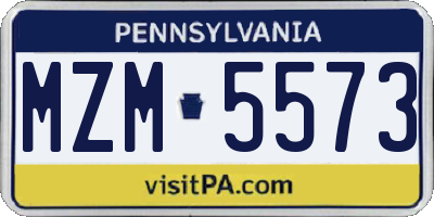 PA license plate MZM5573