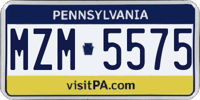 PA license plate MZM5575