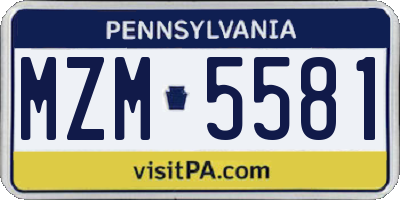 PA license plate MZM5581