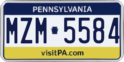 PA license plate MZM5584