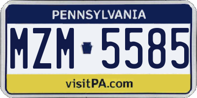 PA license plate MZM5585