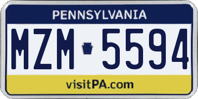 PA license plate MZM5594