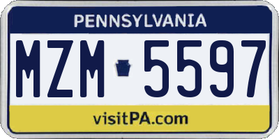 PA license plate MZM5597