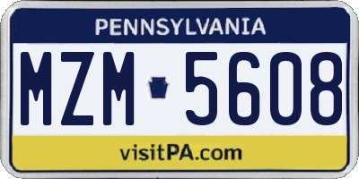 PA license plate MZM5608