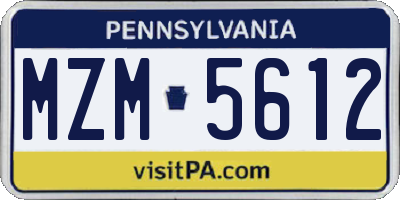 PA license plate MZM5612