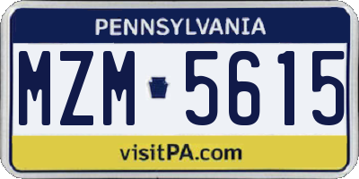 PA license plate MZM5615