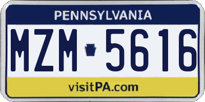 PA license plate MZM5616